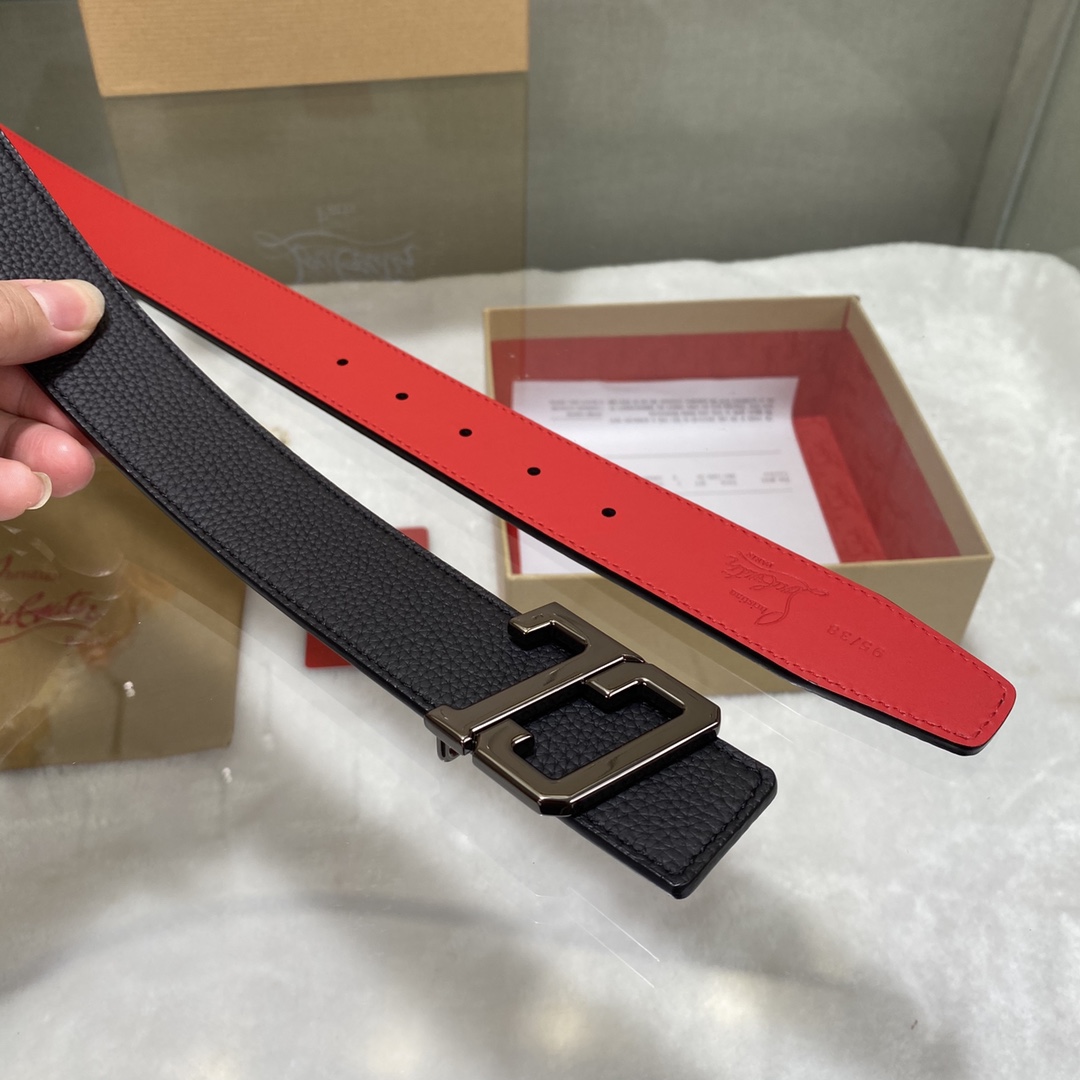 Christian Louboutin Male Basic Belt Cow Leather Black S-l