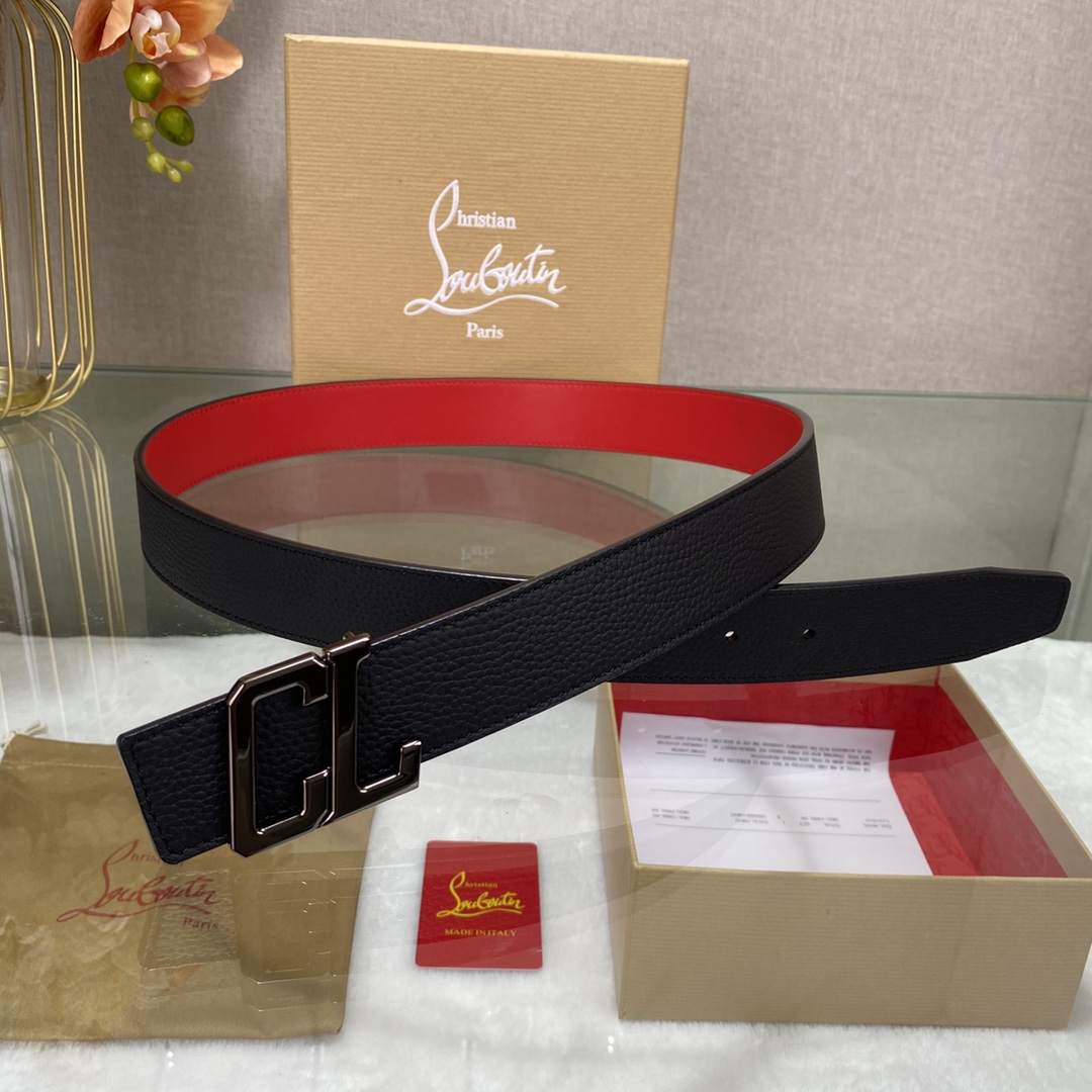 Christian Louboutin Male Basic Belt Cow Leather Black S-l