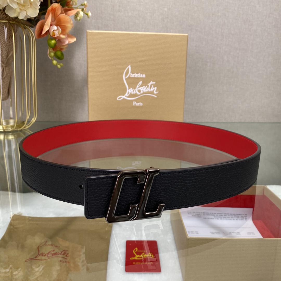 Christian Louboutin Male Basic Belt Cow Leather Black S-l