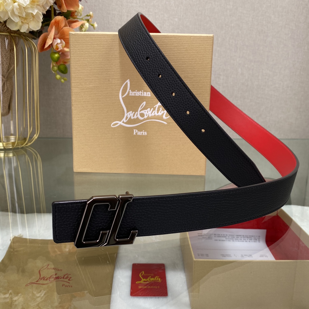Christian Louboutin Male Basic Belt Cow Leather Black S-l