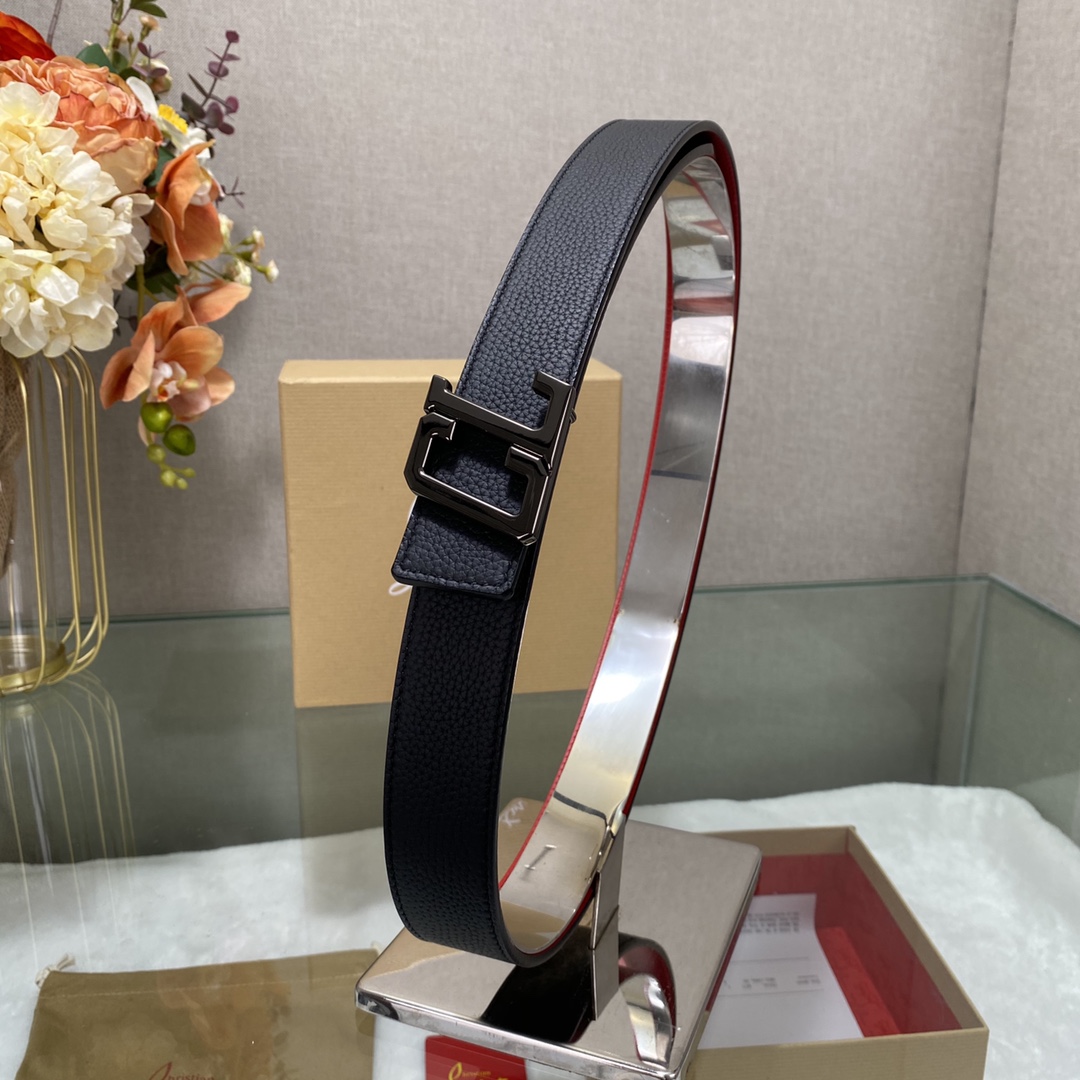 Christian Louboutin Male Basic Belt Cow Leather Black S-l