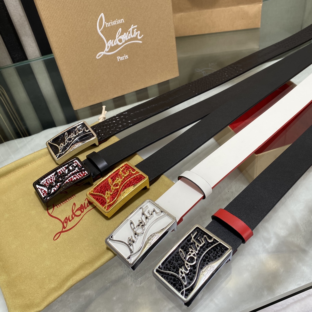 Christian Louboutin Male Basic Belt Cow Leather Black S-l