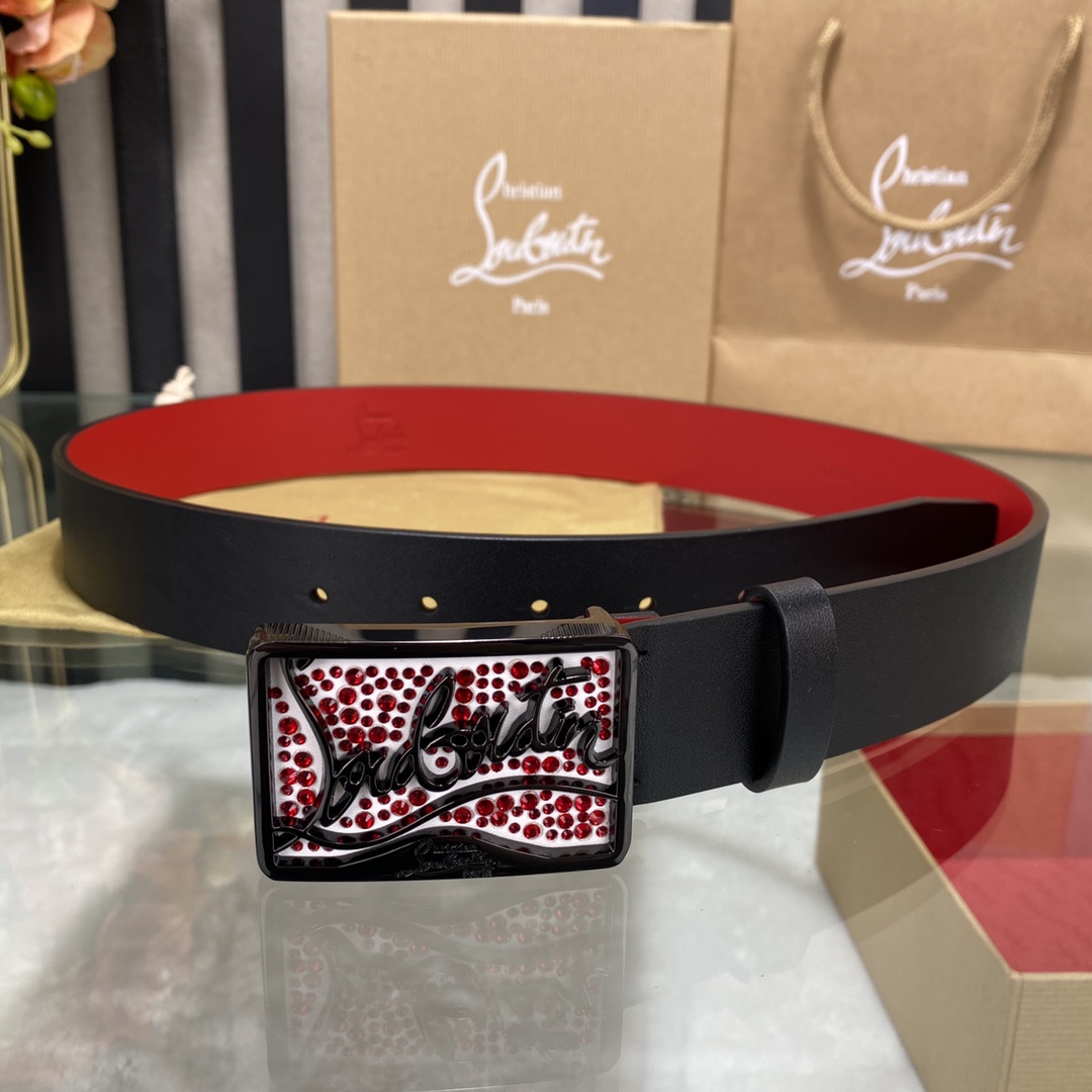 Christian Louboutin Male Basic Belt Cow Leather Black S-l
