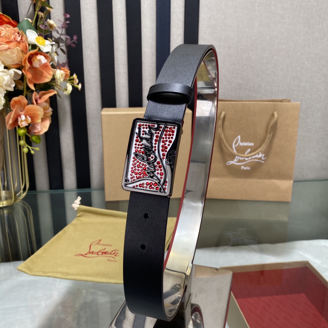 Christian Louboutin Male Basic Belt Cow Leather Black S-l