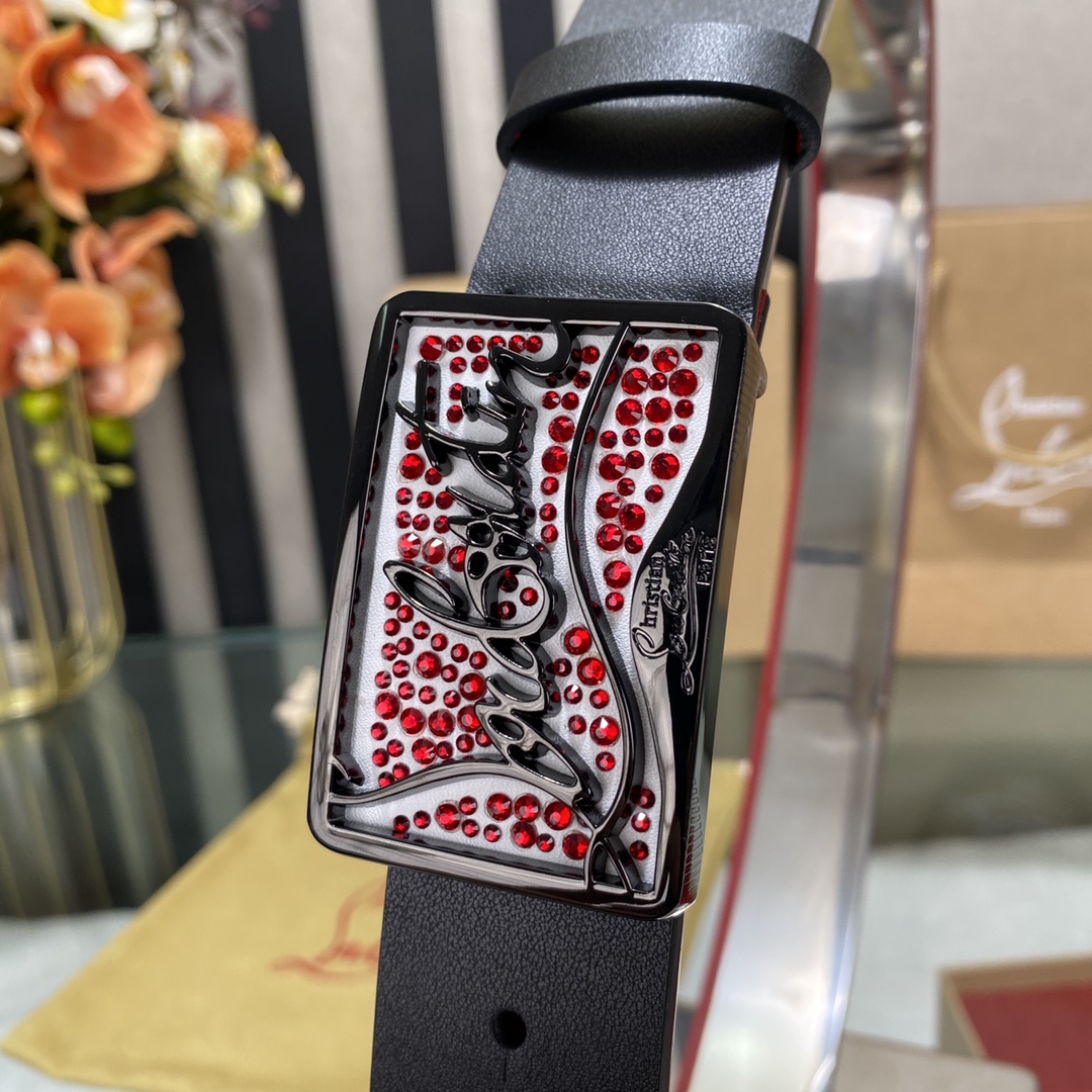 Christian Louboutin Male Basic Belt Cow Leather Black S-l