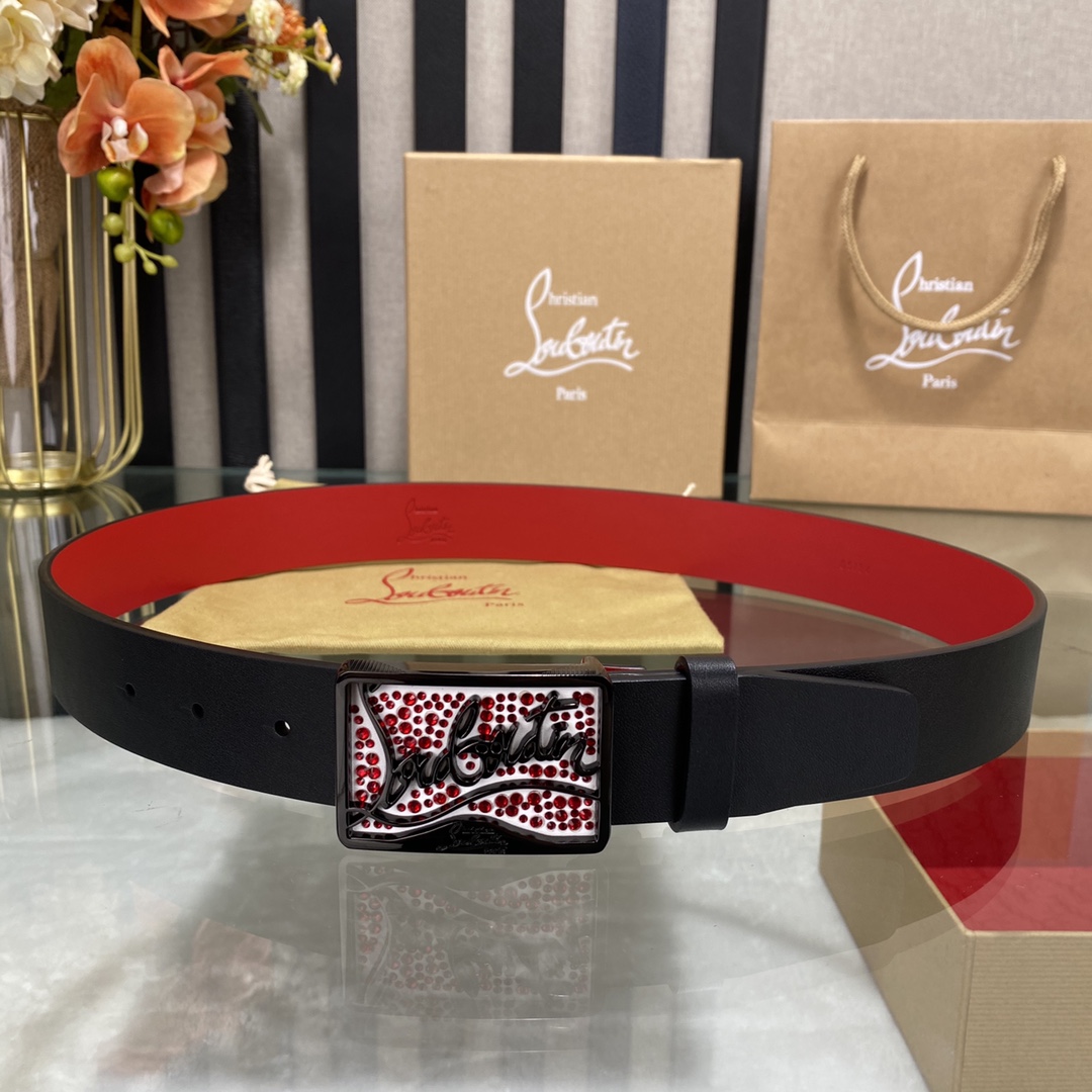 Christian Louboutin Male Basic Belt Cow Leather Black S-l