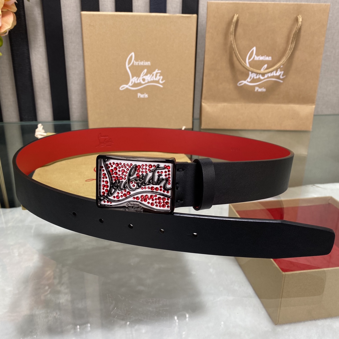 Christian Louboutin Male Basic Belt Cow Leather Black S-l