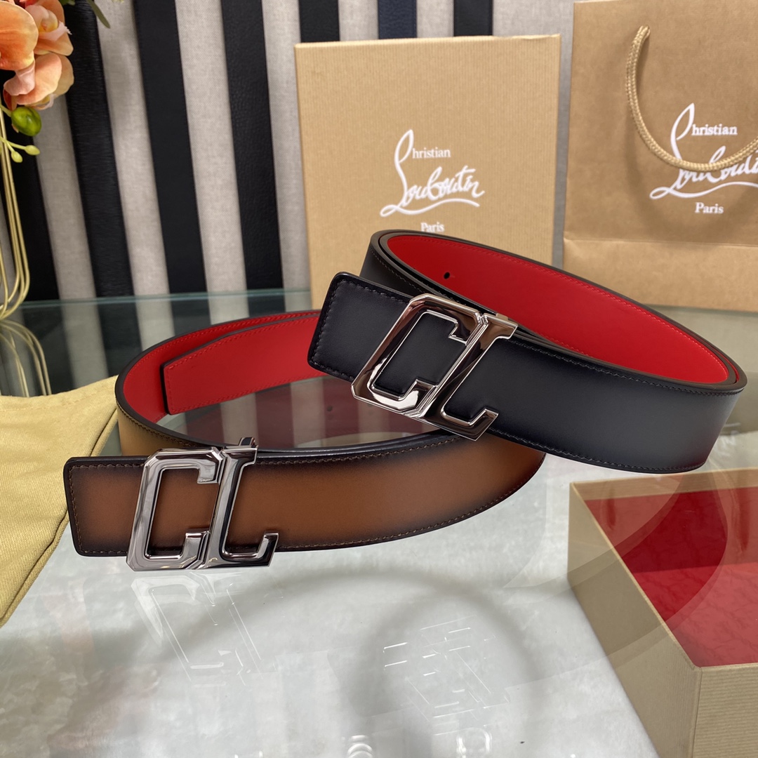 Christian Louboutin Male Basic Belt Cow Leather Black S-l