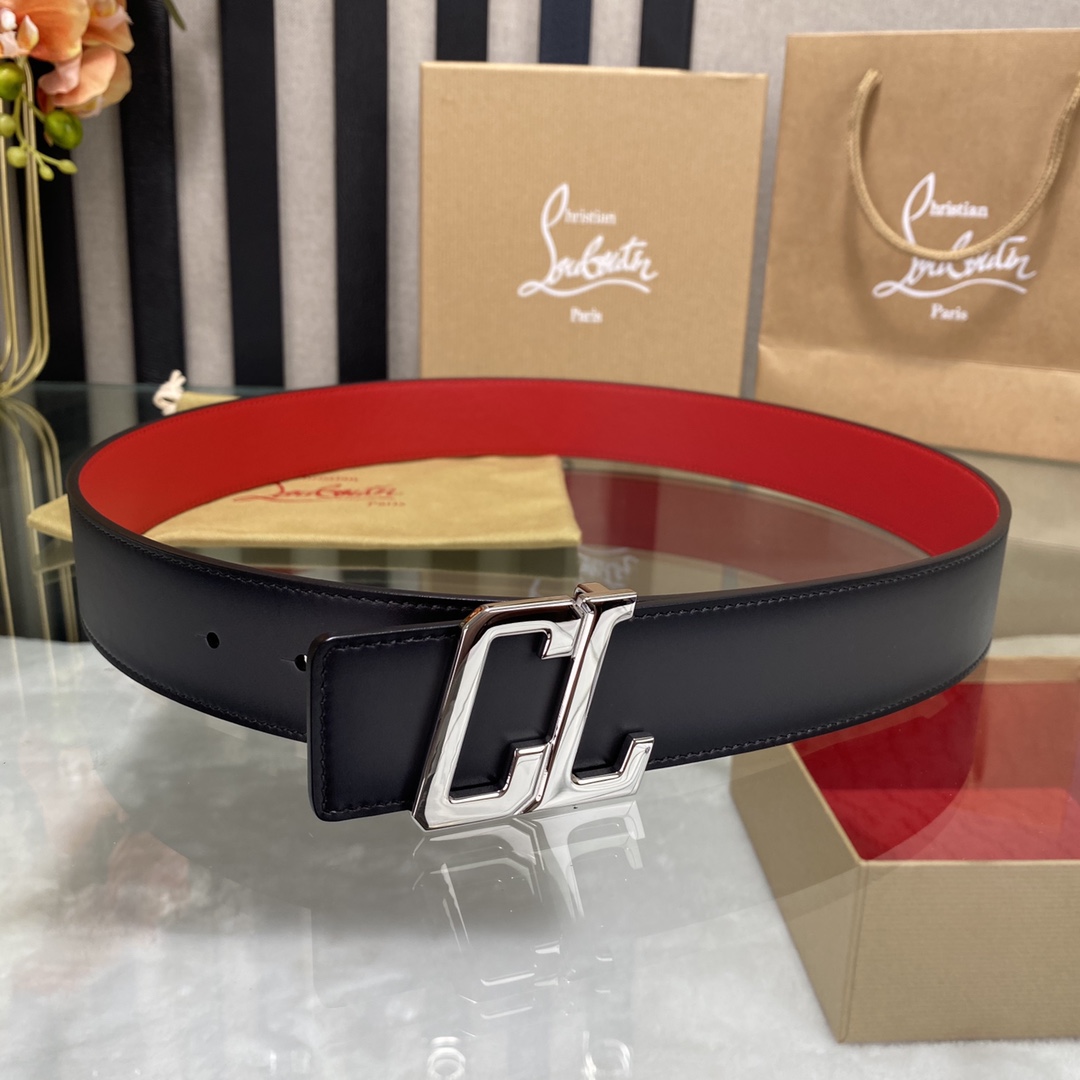 Christian Louboutin Male Basic Belt Cow Leather Black S-l