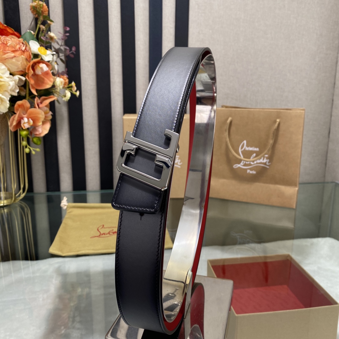 Christian Louboutin Male Basic Belt Cow Leather Black S-l