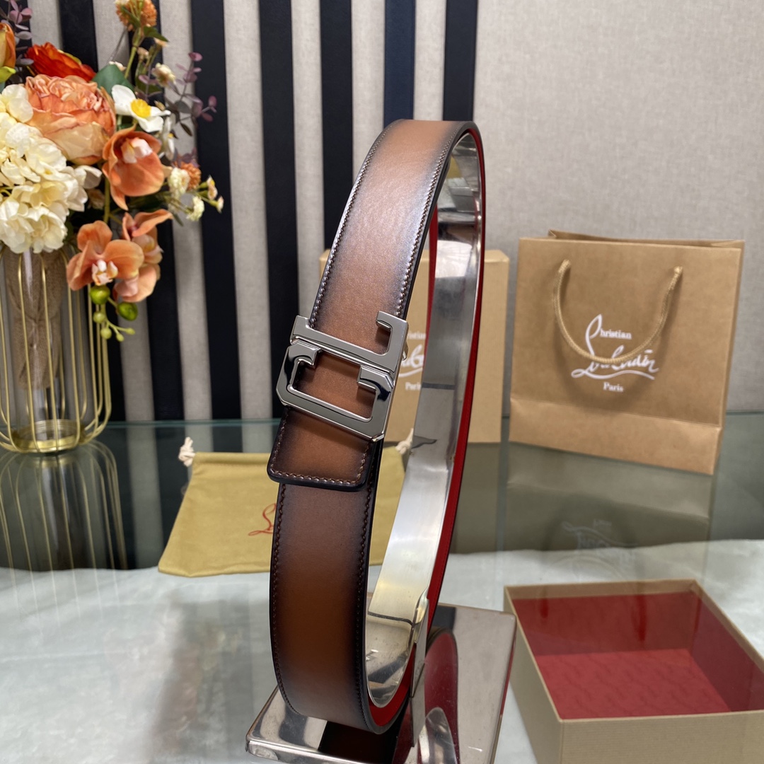 Christian Louboutin Male Basic Belt Cow Leather Black S-l