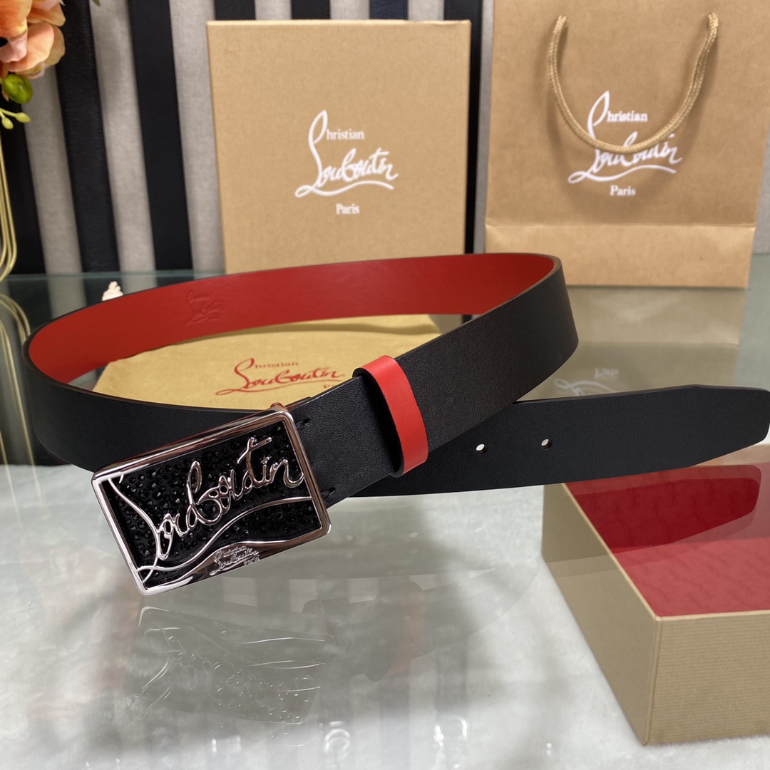 Christian Louboutin Male Basic Belt Cow Leather Black S-l