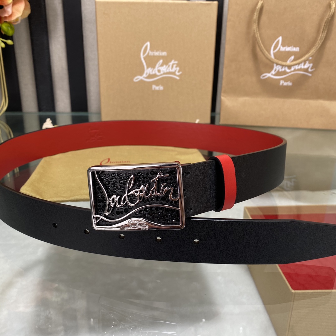 Christian Louboutin Male Basic Belt Cow Leather Black S-l