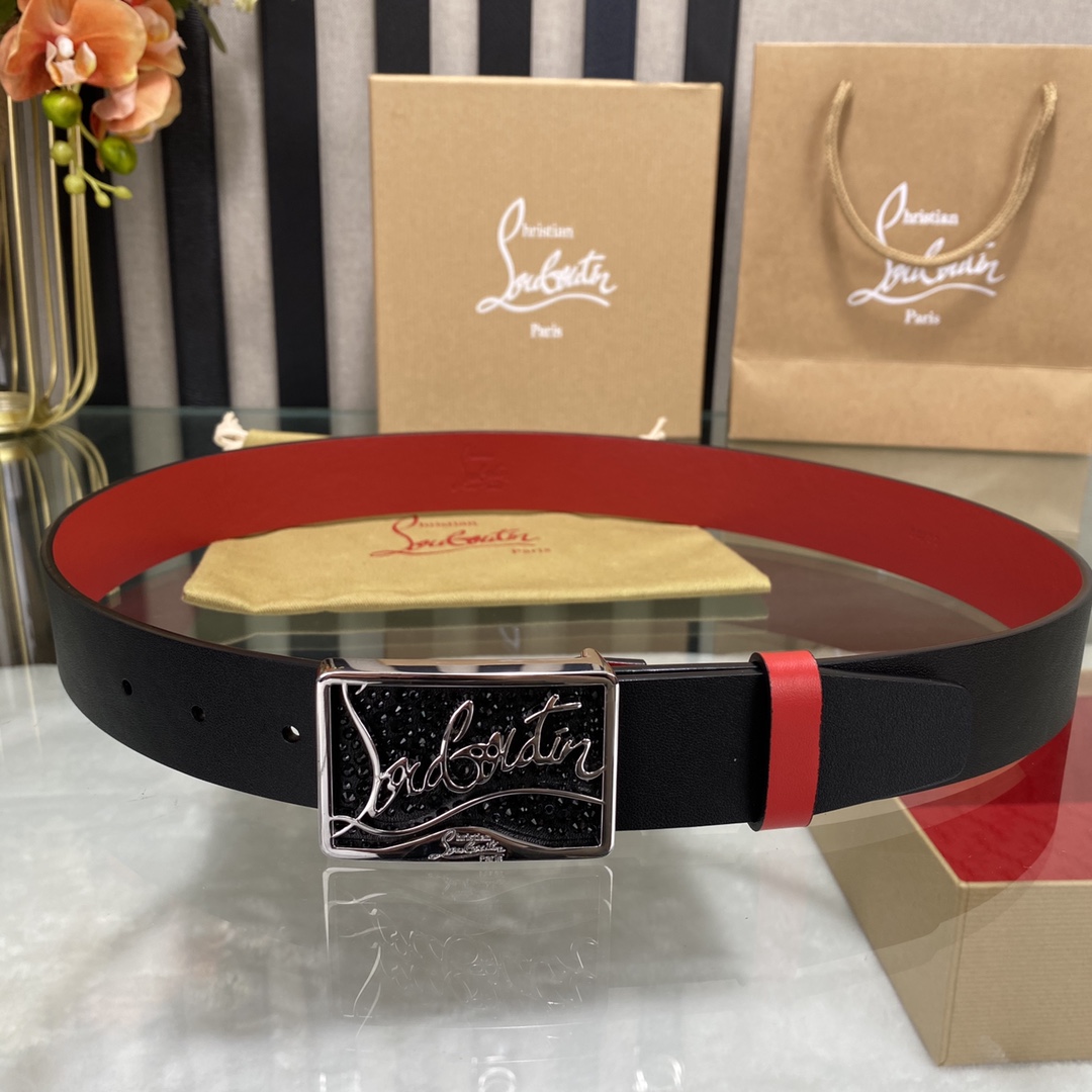 Christian Louboutin Male Basic Belt Cow Leather Black S-l
