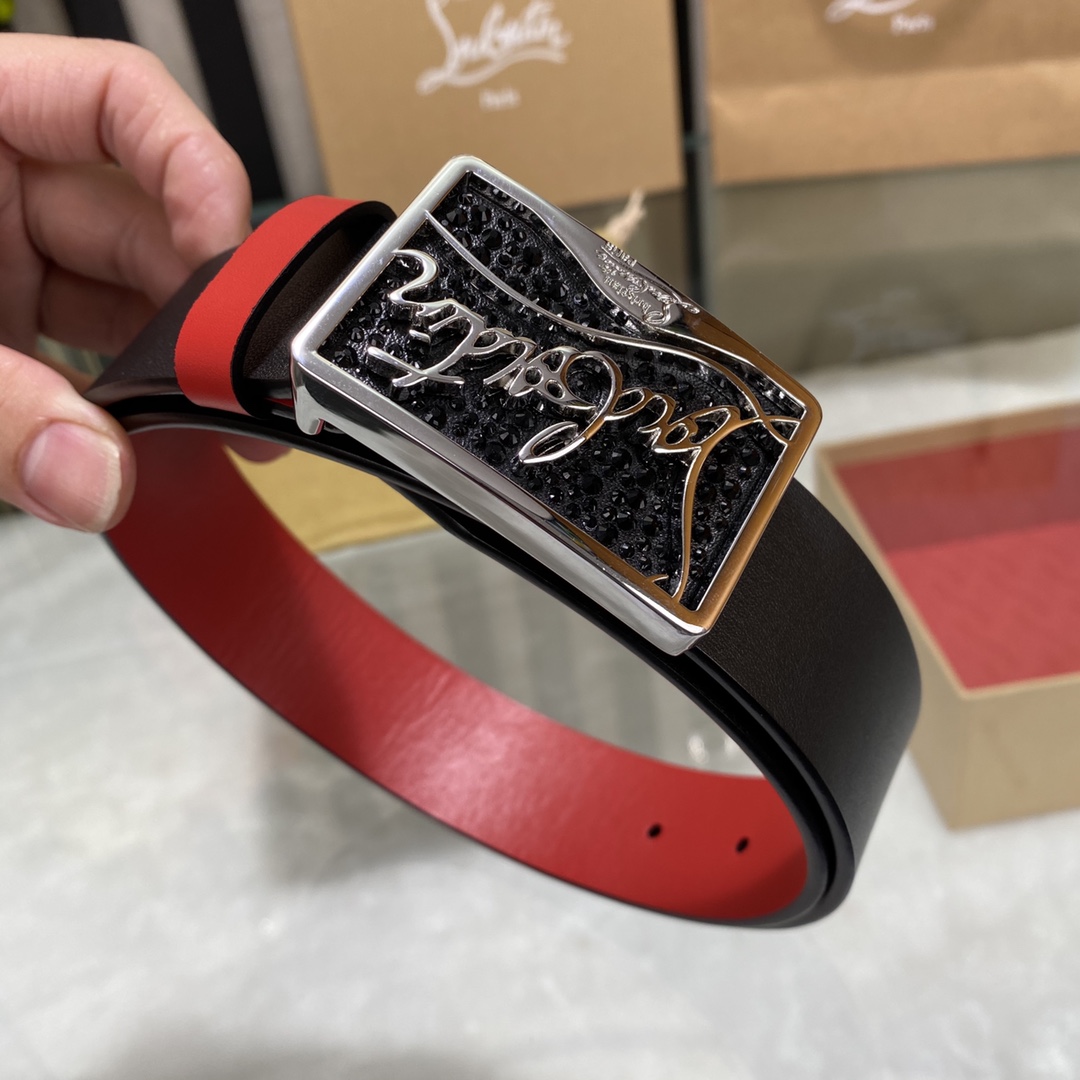 Christian Louboutin Male Basic Belt Cow Leather Black S-l