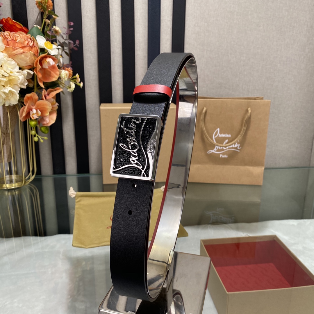 Christian Louboutin Male Basic Belt Cow Leather Black S-l