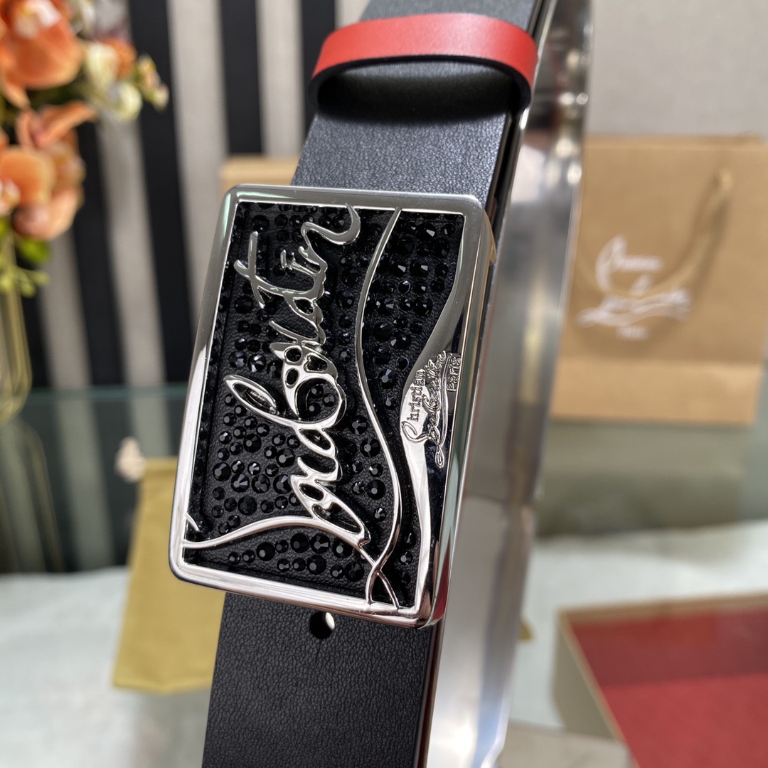 Christian Louboutin Male Basic Belt Cow Leather Black S-l