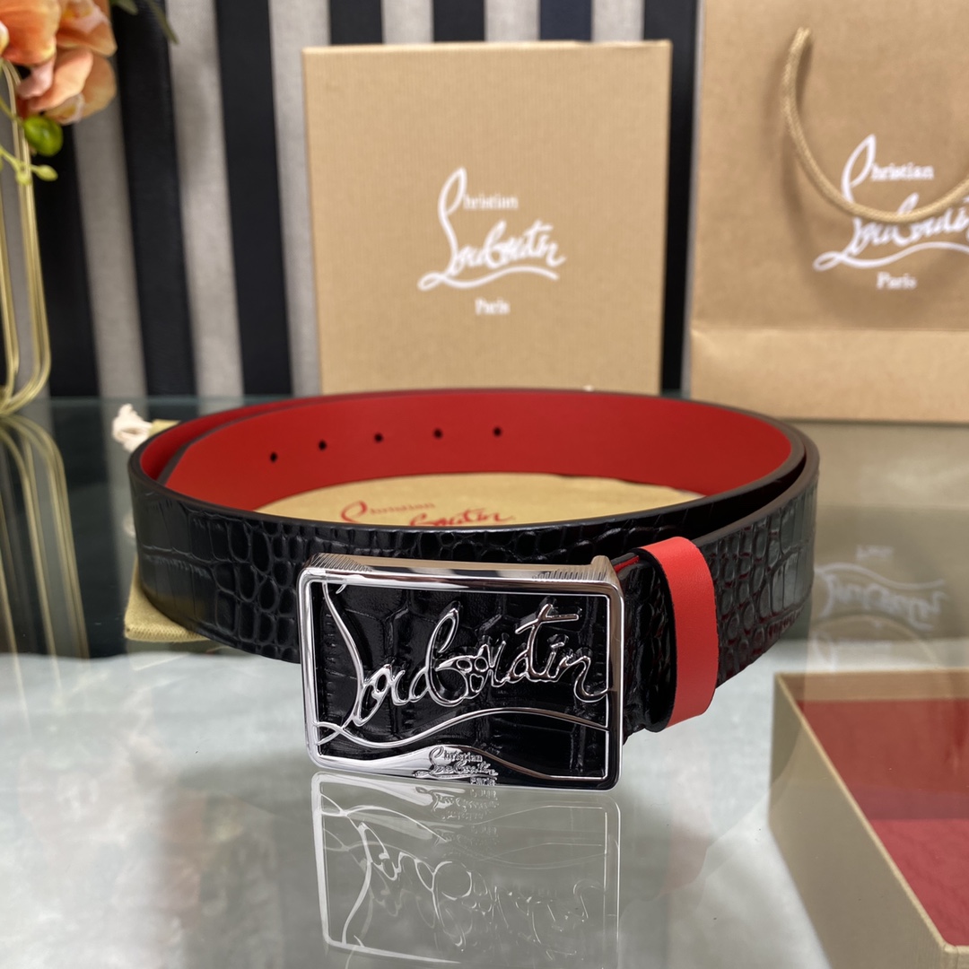 Christian Louboutin Male Basic Belt Cow Leather Black S-l