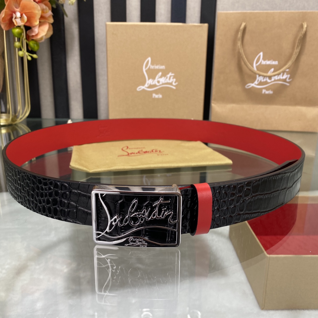 Christian Louboutin Male Basic Belt Cow Leather Black S-l