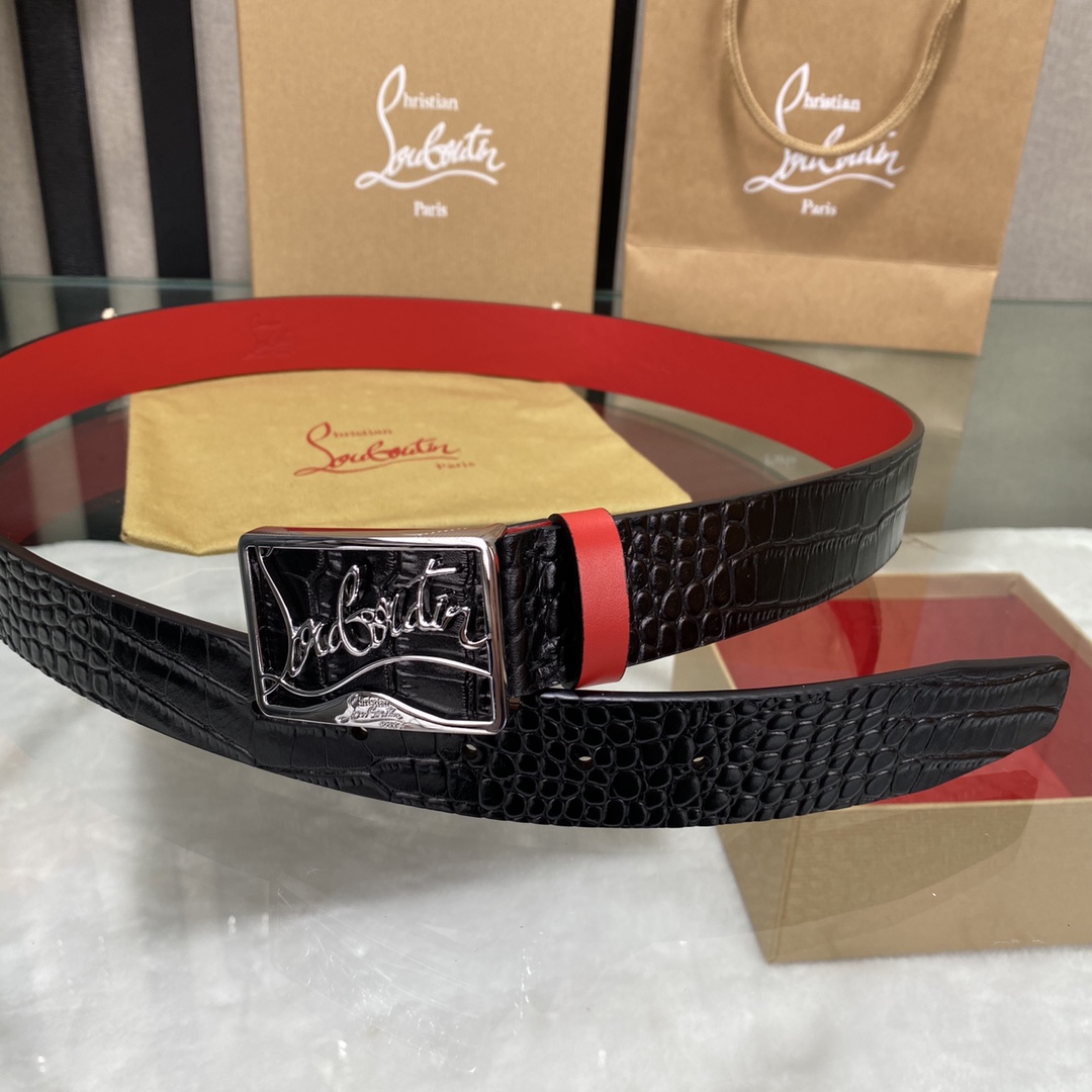 Christian Louboutin Male Basic Belt Cow Leather Black S-l