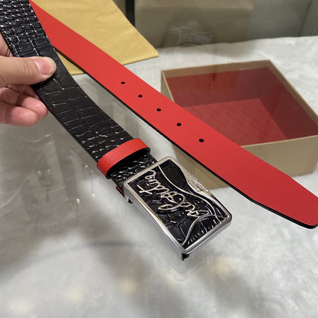 Christian Louboutin Male Basic Belt Cow Leather Black S-l