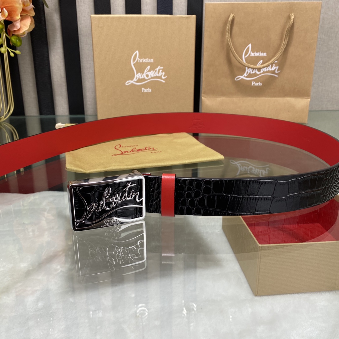Christian Louboutin Male Basic Belt Cow Leather Black S-l