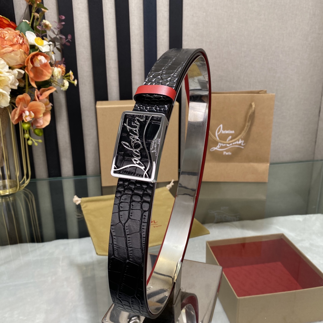 Christian Louboutin Male Basic Belt Cow Leather Black S-l