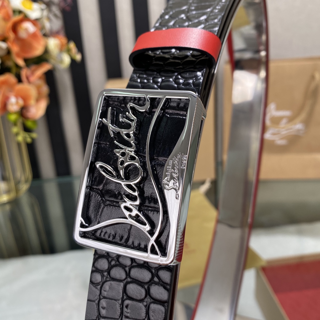 Christian Louboutin Male Basic Belt Cow Leather Black S-l