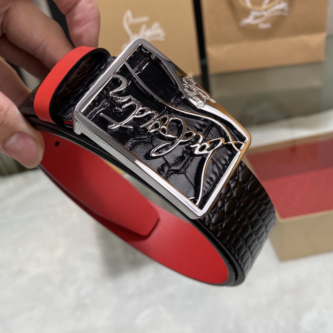 Christian Louboutin Male Basic Belt Cow Leather Black S-l