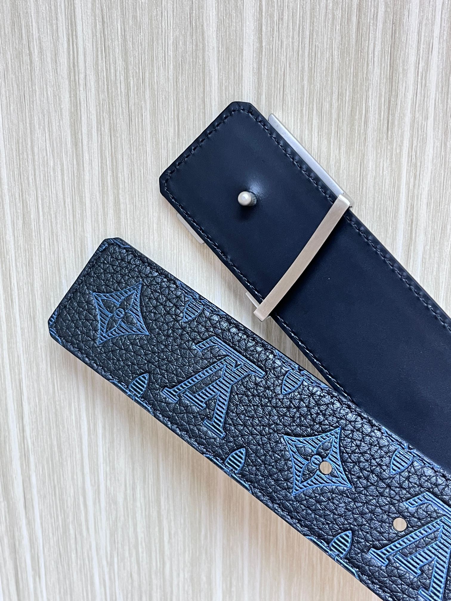 Louis Vuitton Basic Belt Cow Leather Silver M-l