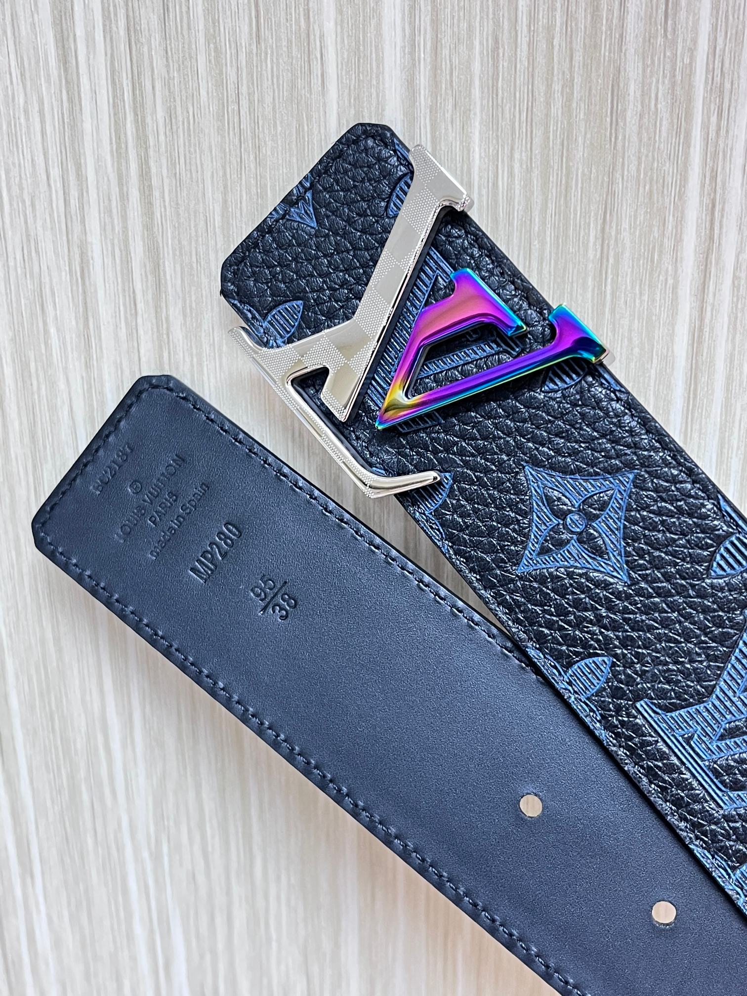 Louis Vuitton Basic Belt Cow Leather Silver M-l