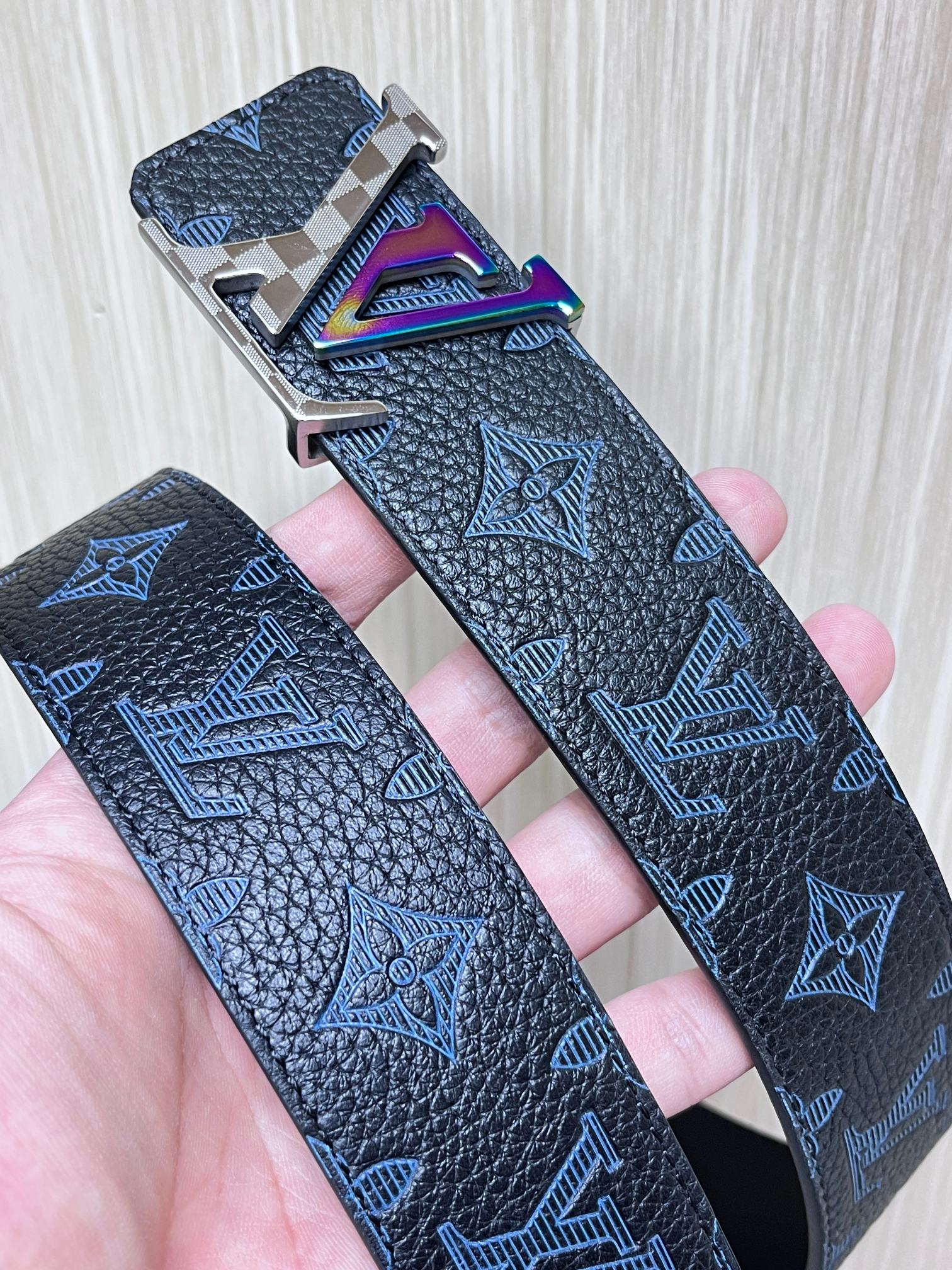 Louis Vuitton Basic Belt Cow Leather Silver M-l