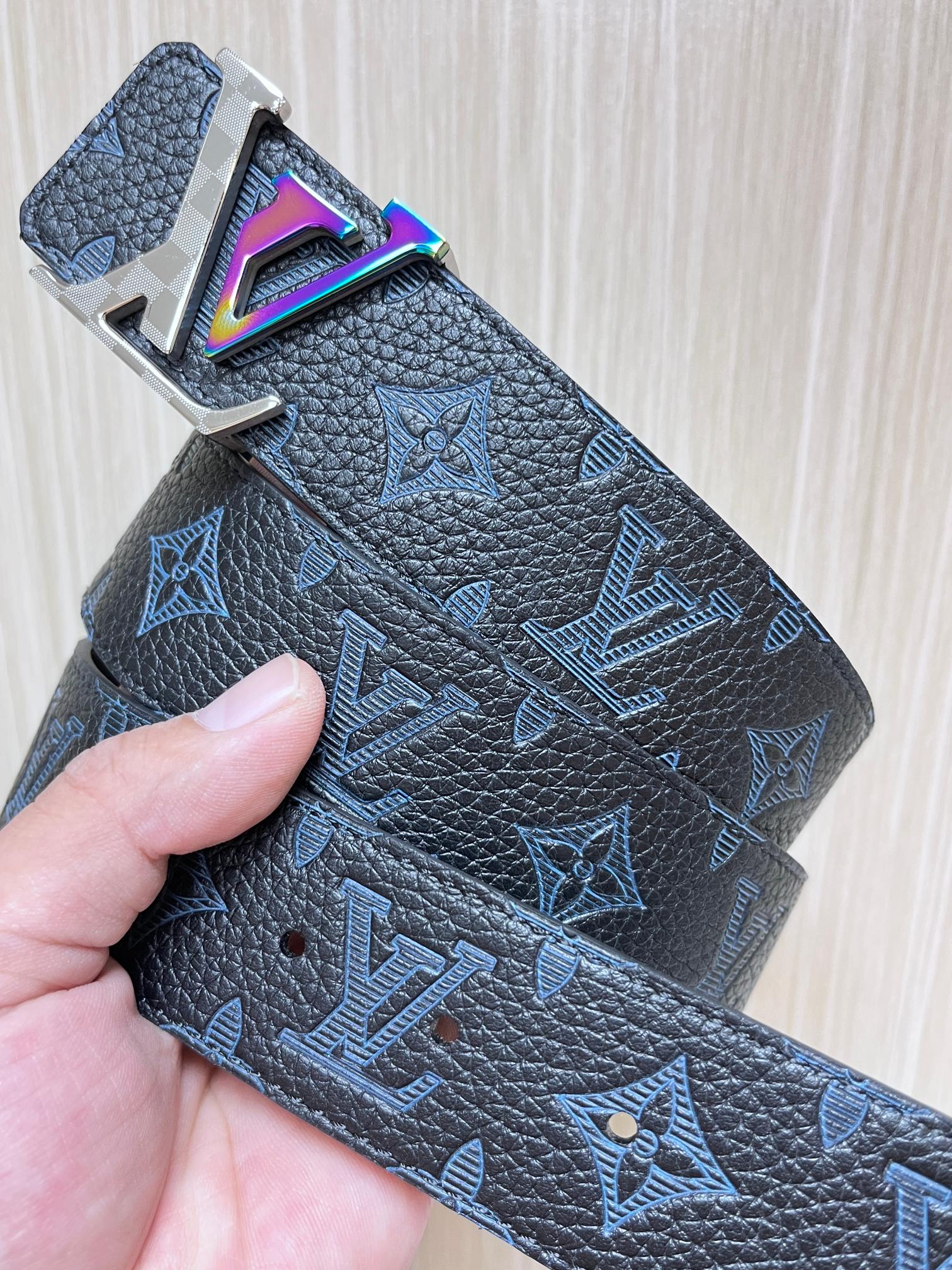 Louis Vuitton Basic Belt Cow Leather Silver M-l