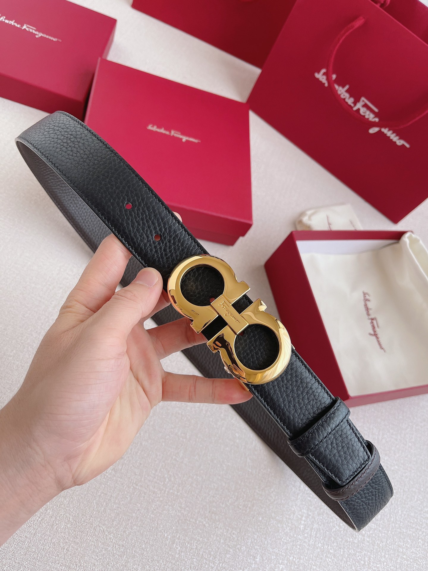 Salvatore Ferragamo Leather Belt 35mm-13514-l-m-s