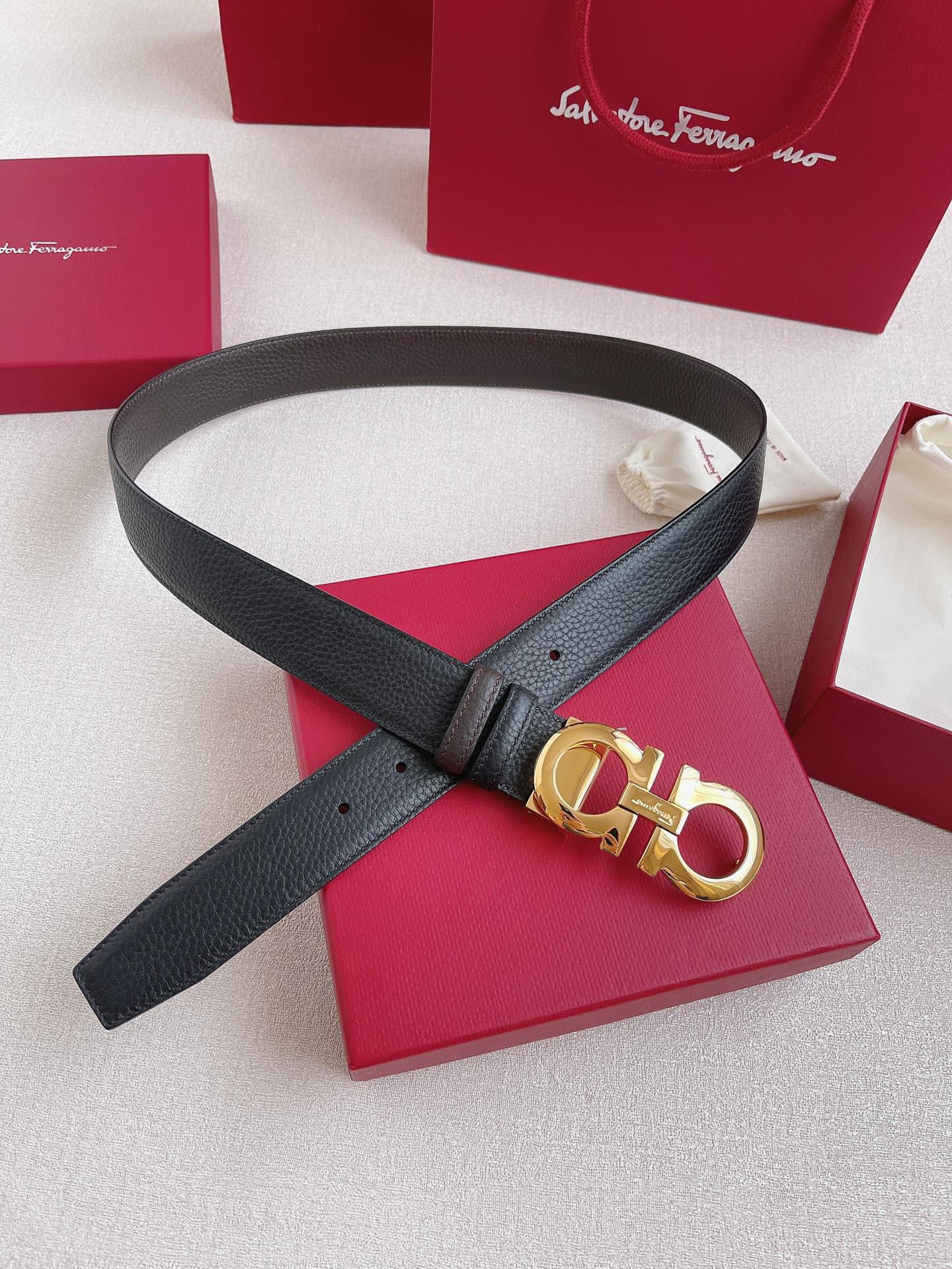 Salvatore Ferragamo Leather Belt 35mm-13514-l-m-s