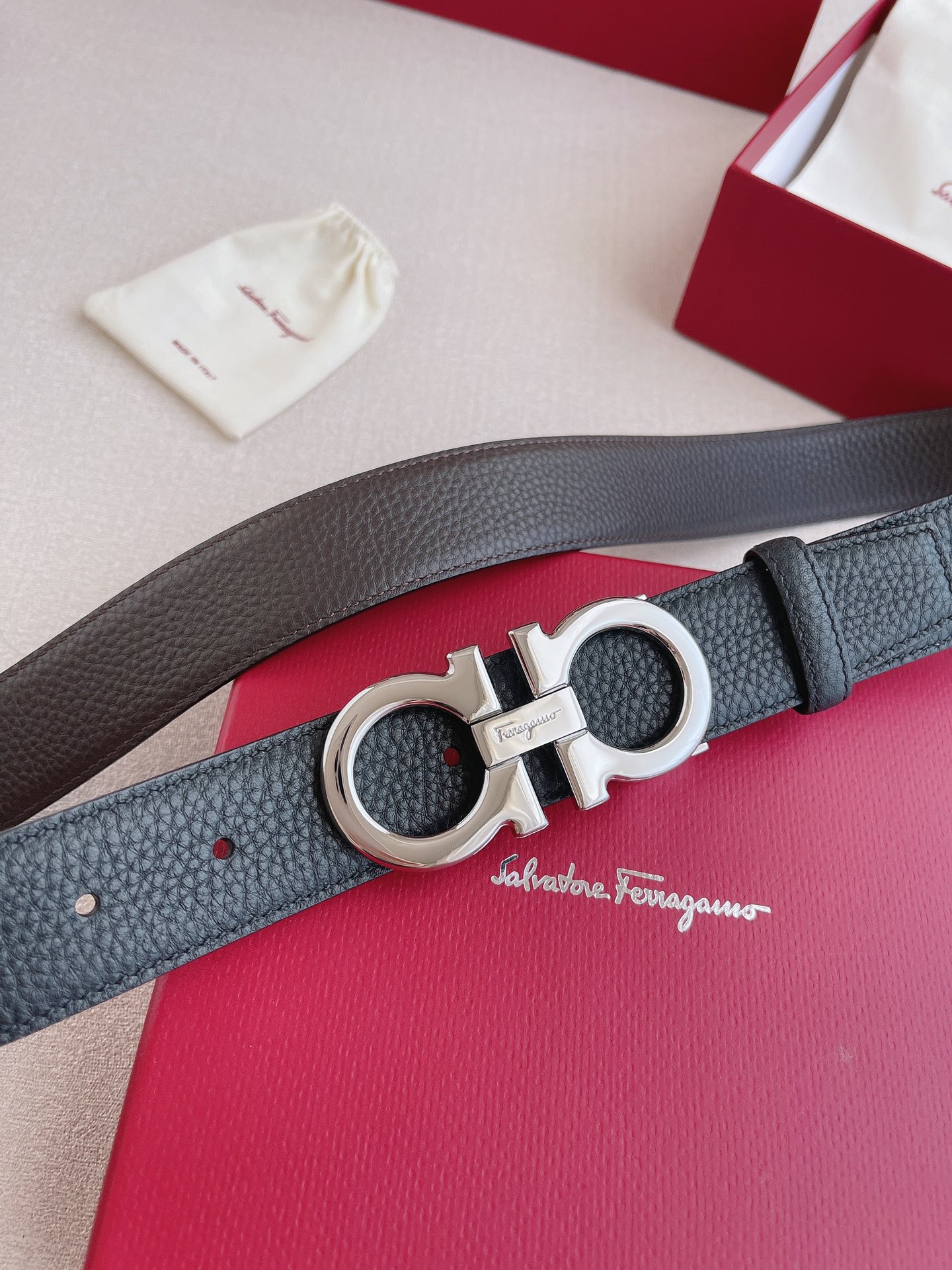 Salvatore Ferragamo Leather Belt 35mm-13514-l-m-s