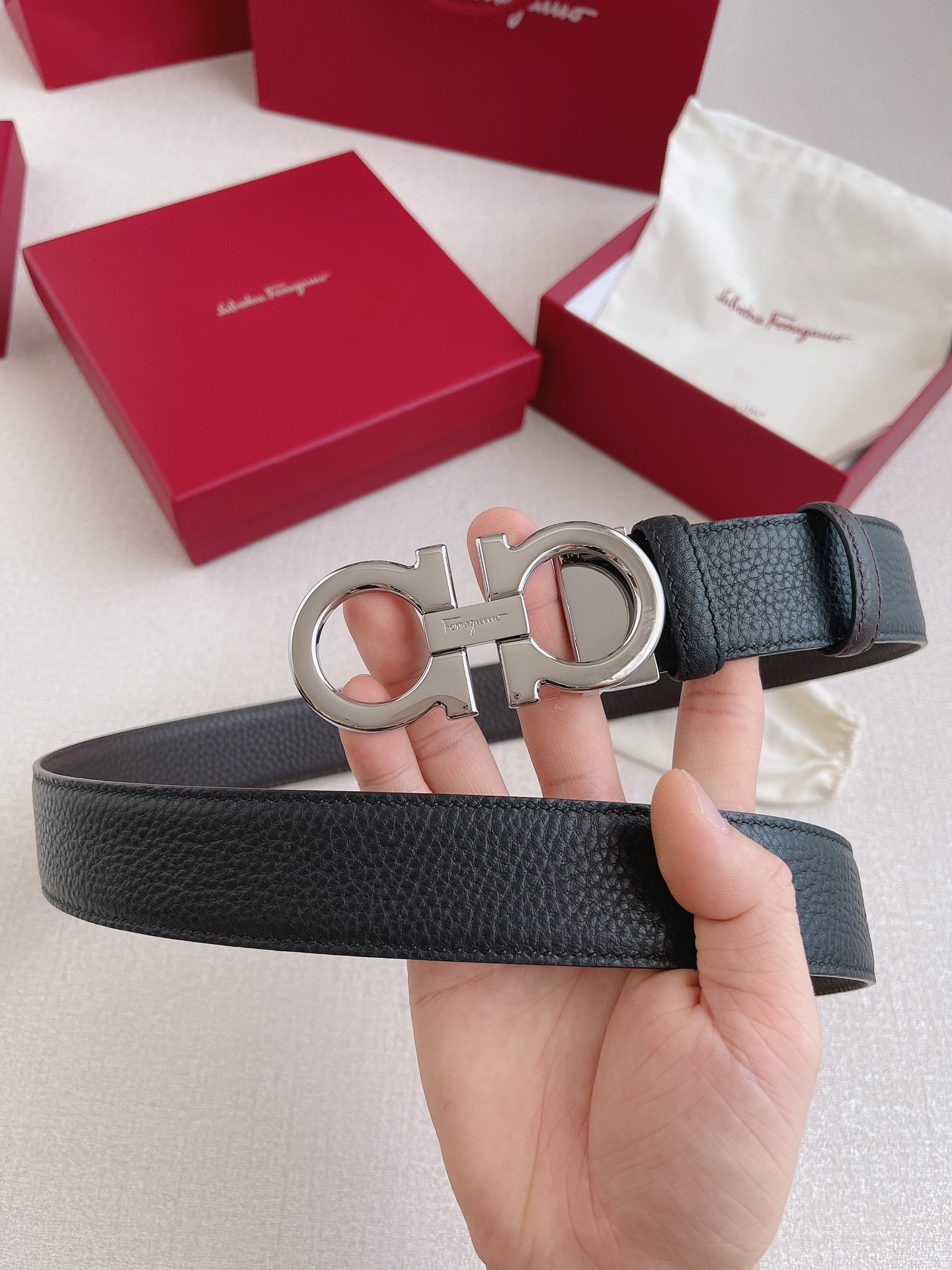 Salvatore Ferragamo Leather Belt 35mm-13514-l-m-s