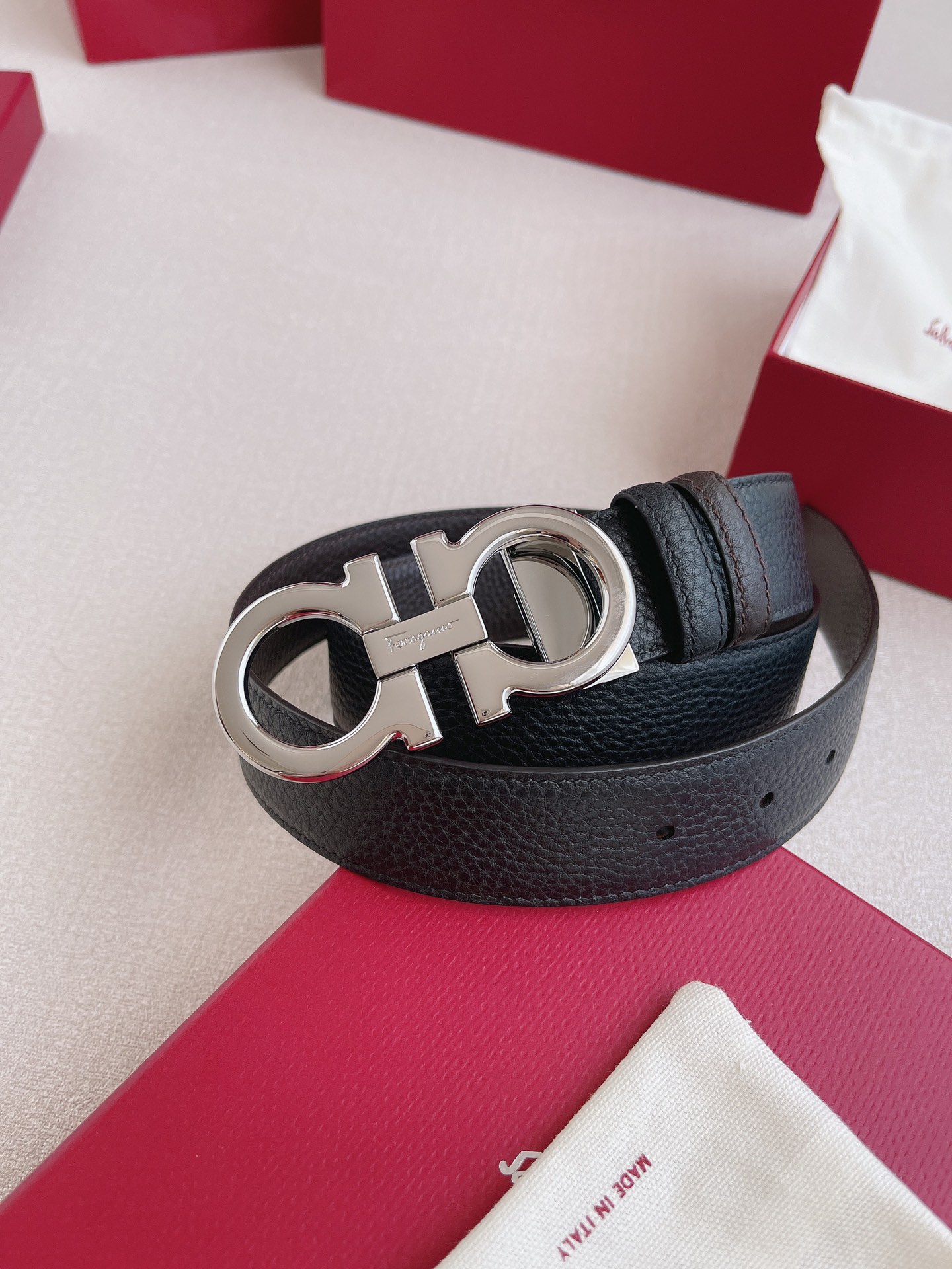 Salvatore Ferragamo Leather Belt 35mm-13514-l-m-s