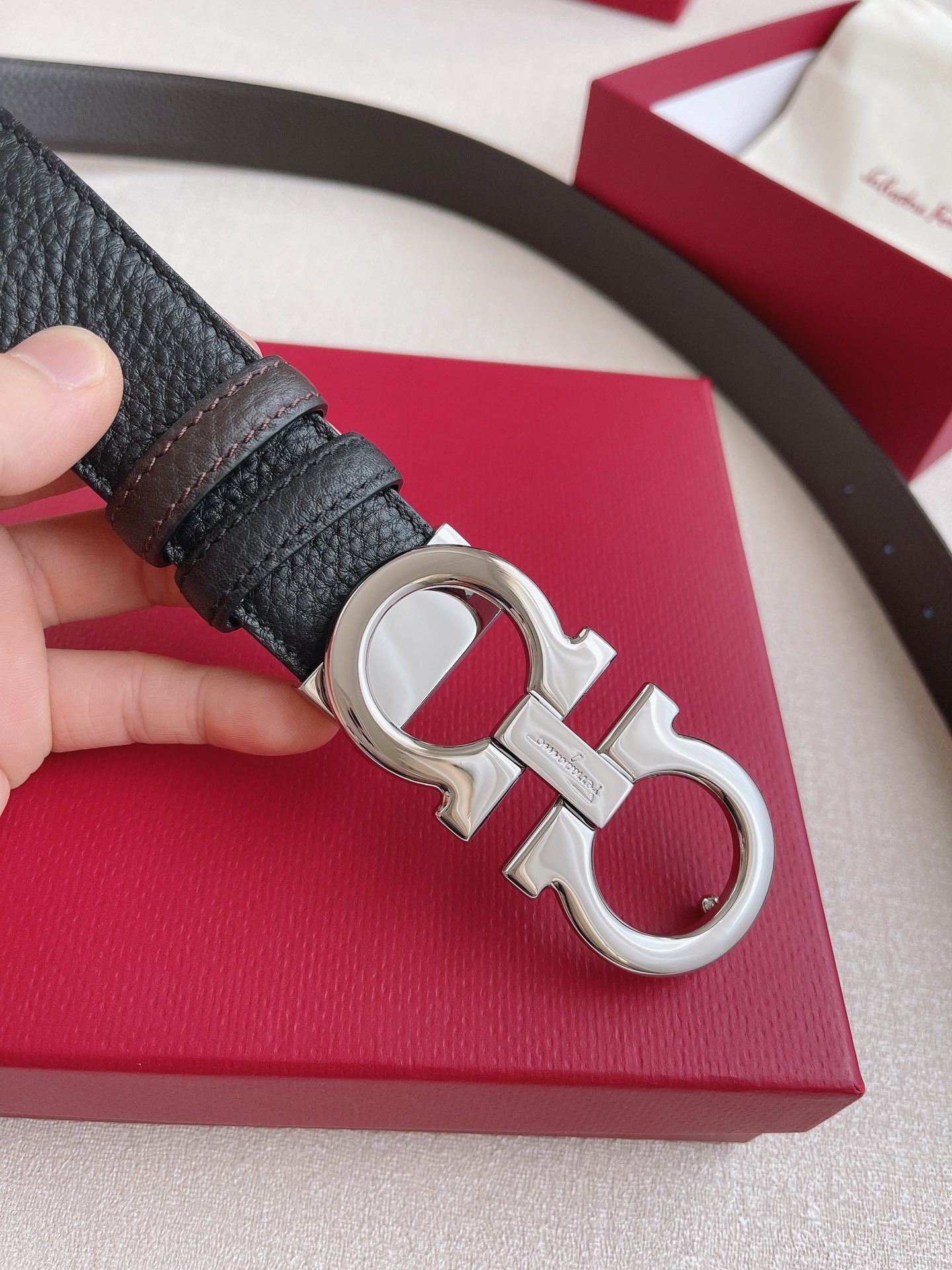 Salvatore Ferragamo Leather Belt 35mm-13514-l-m-s