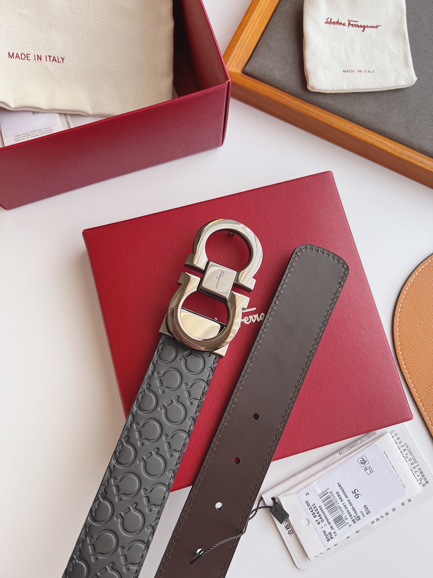 Salvatore Ferragamo Male Leather Belt Top Grain Leather 13514-m