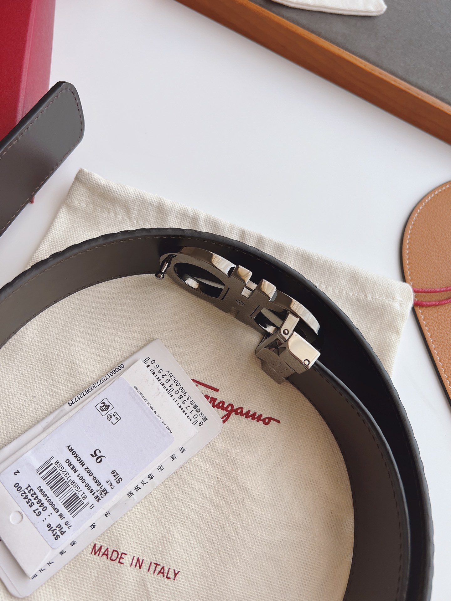 Salvatore Ferragamo Male Leather Belt Top Grain Leather 13514-m