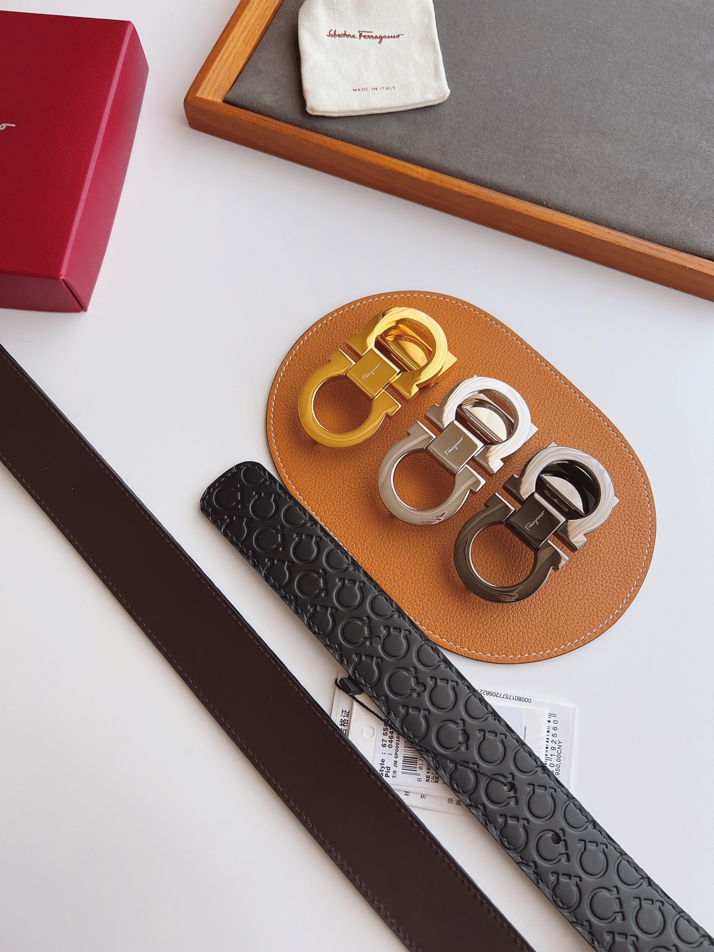 Salvatore Ferragamo Male Leather Belt Top Grain Leather 13514-m