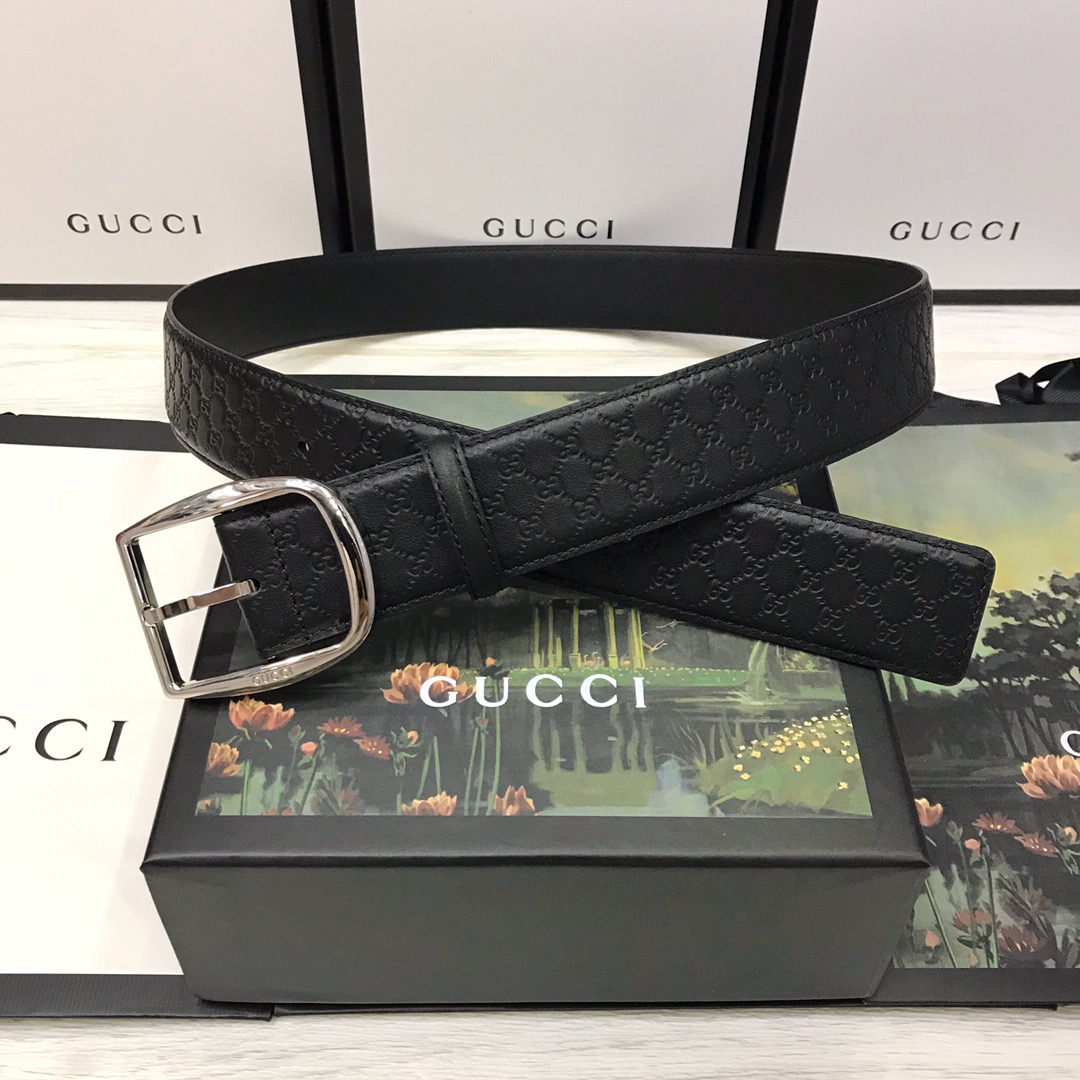 Gucci Male Pin Buckle Belt Cow Leather Black M