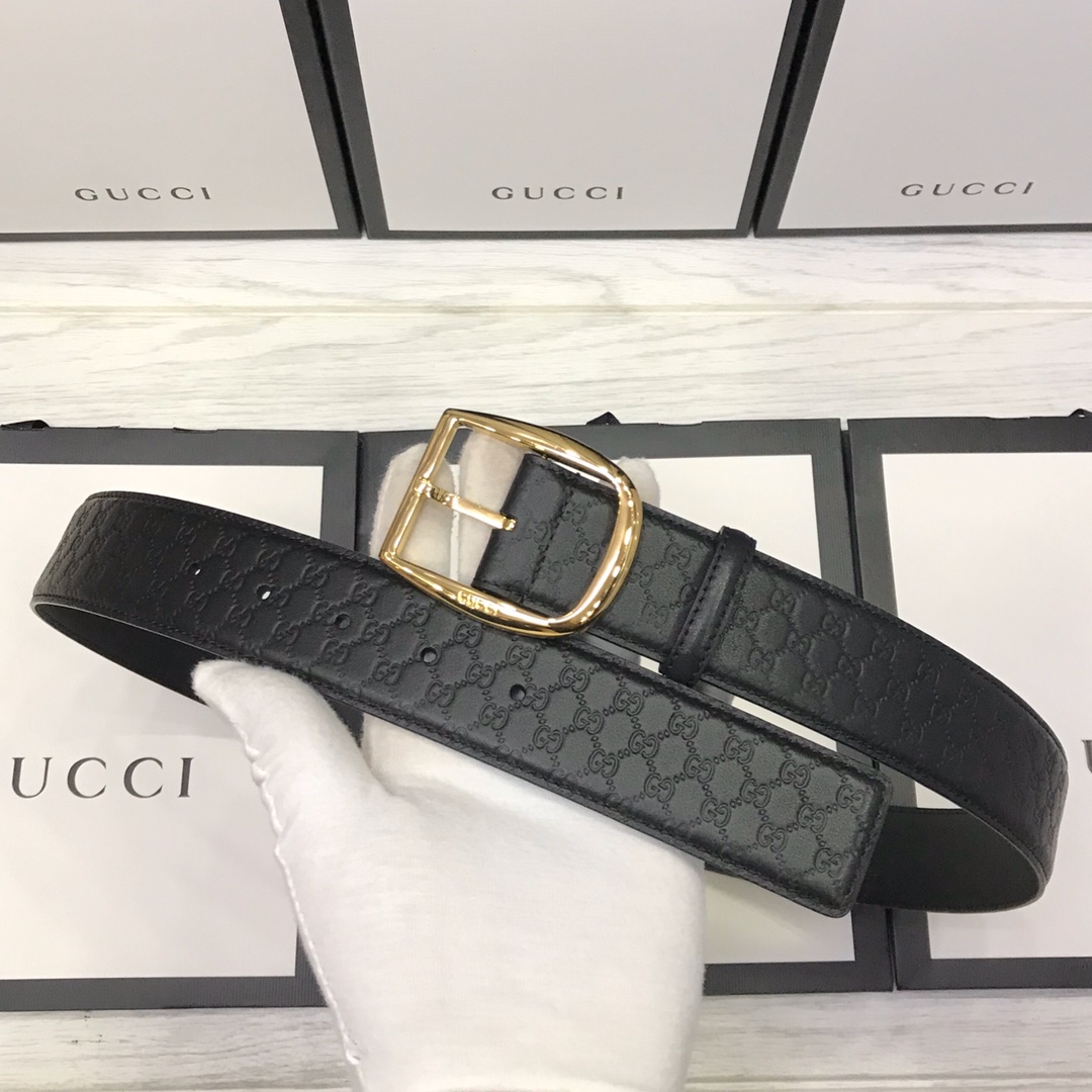 Gucci Male Pin Buckle Belt Cow Leather Black M