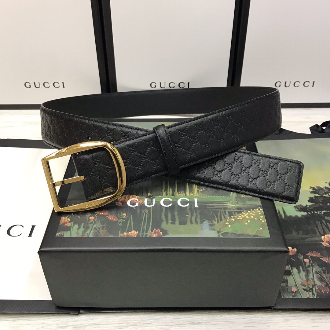 Gucci Male Pin Buckle Belt Cow Leather Black M