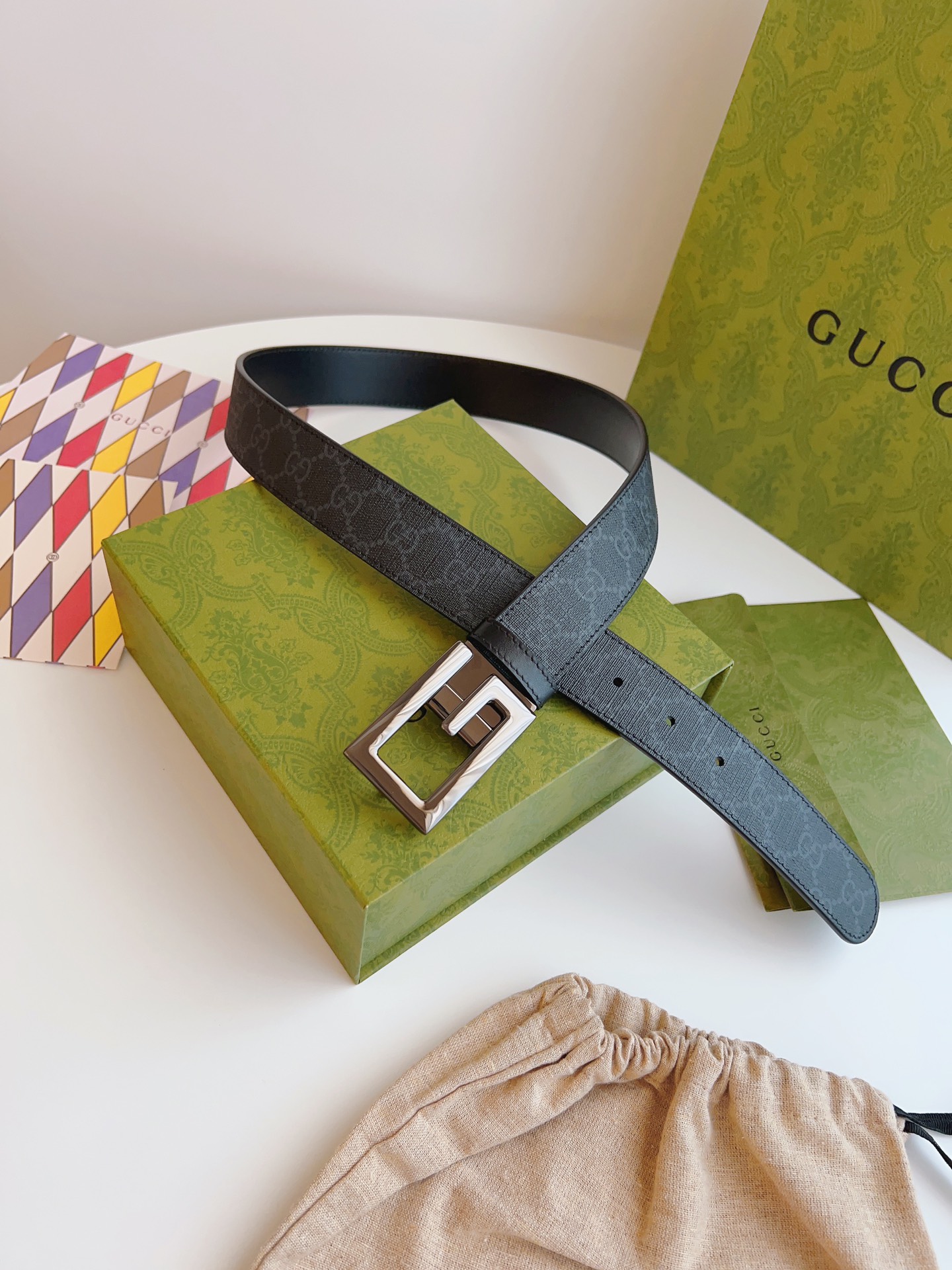 Gucci Basic Belt Canvas Black S-m