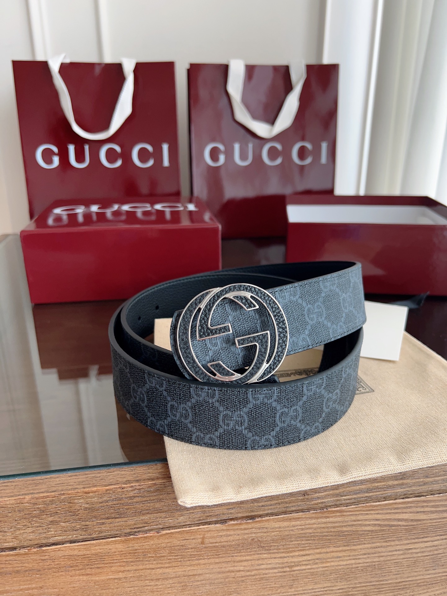 Gucci Male Basic Belt Canvas Black 13514