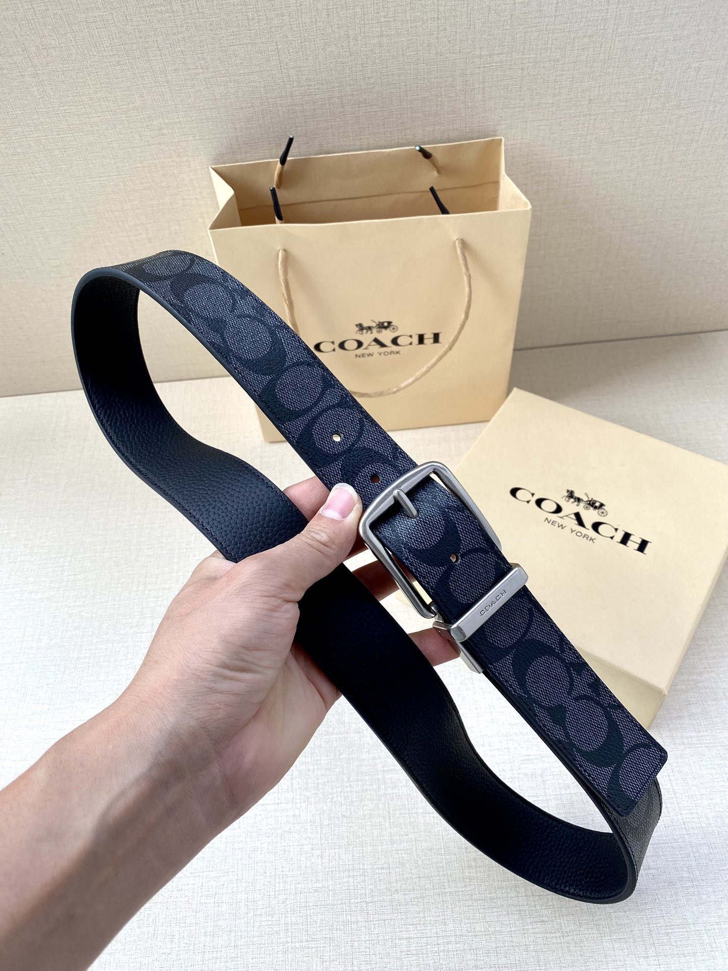 Coach Male Leather Belt Top Grain Leather M