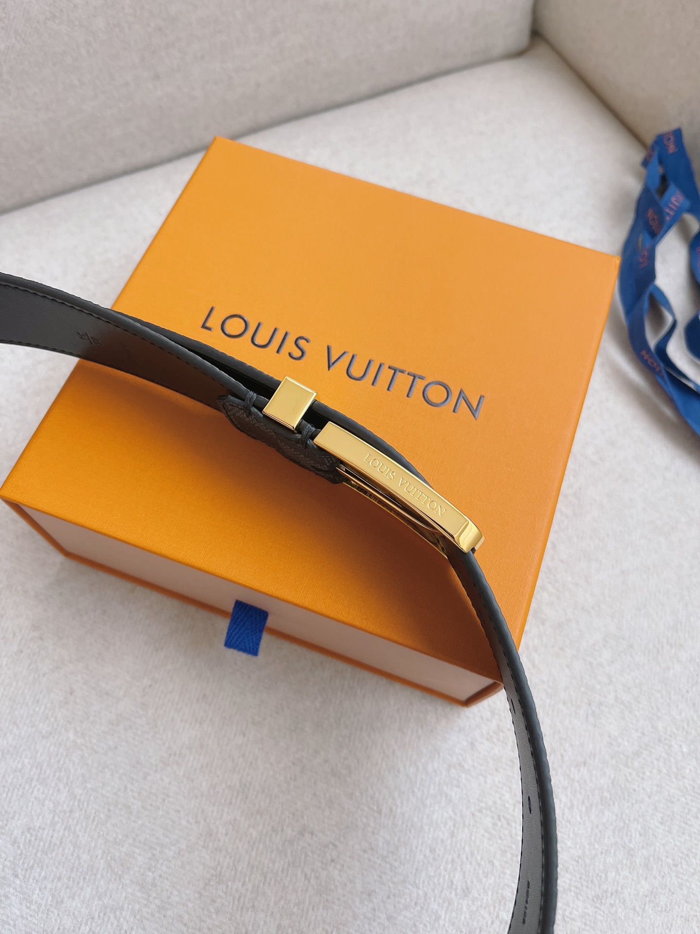 Louis Vuitton Leather Belt Cow Leather 35mm-m-l