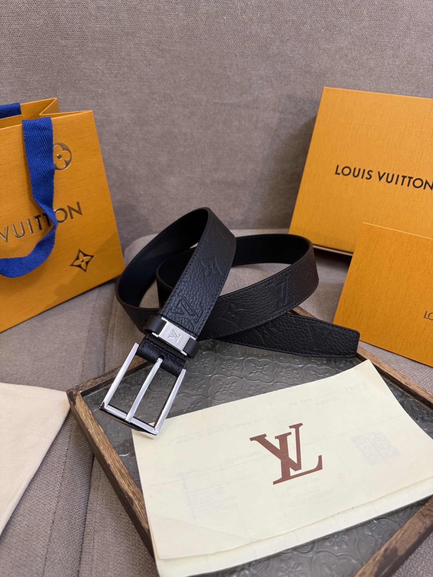 Louis Vuitton Leather Belt Top Grain Leather 13514-m-l